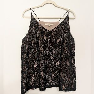 The Loft Black Lace V Neck Tank Top